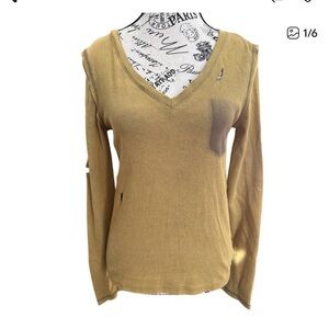 POL Long Sleeve Tee in Mustard Tan